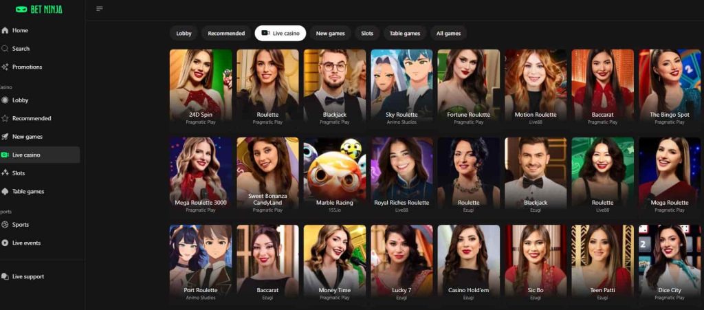 betninja live casino